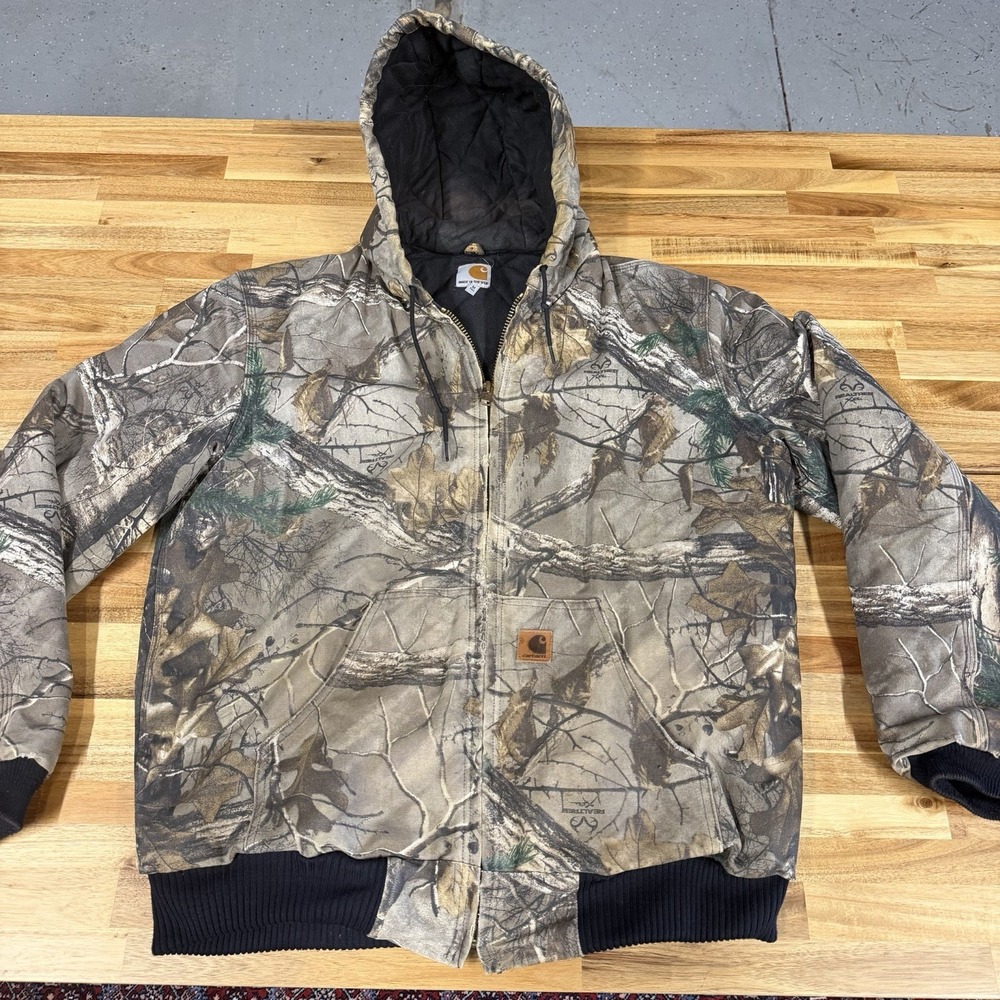 Vintage Carhartt Realtree Camo Active Jacket USA Made Distressed Men Medium Tall